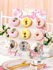 1set 9/16Holes Donut Wooden Display Stand, Rack Household Donut Display Rack Party Food Placement Rack, Flowers Butterfly Display Stand,1st Birthday Wedding Family Event Party Food Rack, Donut Display Wooden Stand, DIY Dessert Cake Decorations, Kitchen Decorations, Thanksgiving Christmas Party Kitchen Cooking Stand, 2026 New Year Decoration,Birthday Gifts, Party Gifts Favor,Babe Shower Decor,