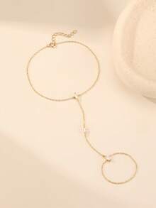 EleRunis 1pc 925 Sterling Silver Exquisite Devil's Eye Ring Bracelet Set, Women's Delicate Cubic Zirconia Bracelet And Ring Chain, Body Jewelry, Suitable For Daily Wear, Wedding, Party, Engagement, Anniversary, Valentine's Day - Gold - View 5