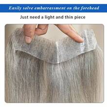 Men's Full Toupee - Natural Hairline, Invisible & Breathable Human Hair Wig For All Skin Tones - Black and White - View 4