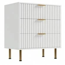 Tzou Fluted 3/5/6 Drawer Dresser, Modern Bedroom Dresser With Deep Storage Drawers & Wide Surface, Multi-Functional Wooden Organizer For Living Room, Hallway - 白色三抽屜櫃 - 查看 6