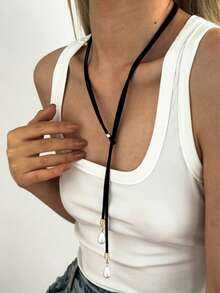 قلادة عنق من الجلد متعدد الطبقات مع قلادة اللؤلؤ، قلادة طويلة، قلادة متداخلة حلوة وجذابة، مناسبة للارتداء اليومي