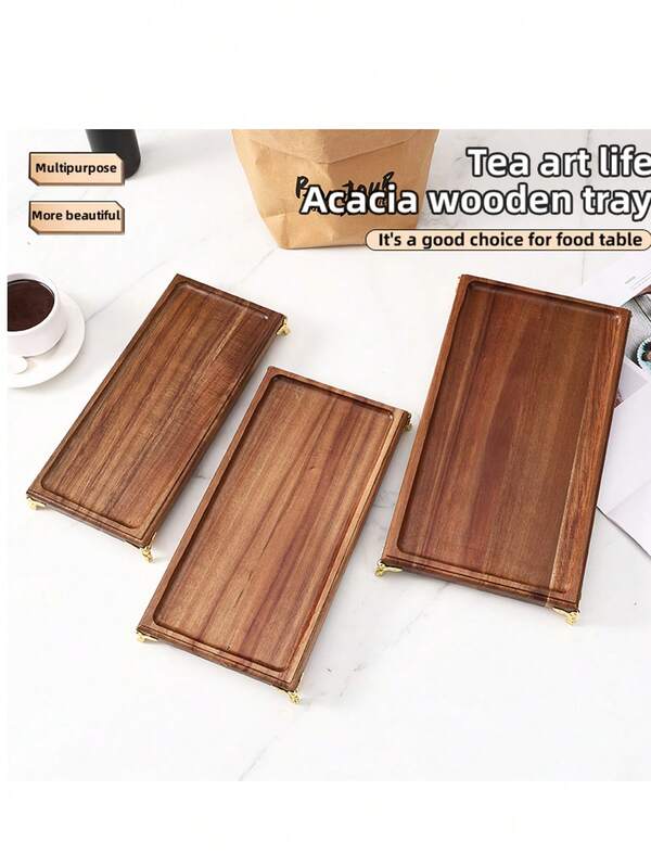 Plateau vertical en bois massif, plateau rectangulaire en palissandre avec pieds, nouveau plateau à thé de style chinois pour hôtel, plateau carré antique avec 4 pieds pour tasses à thé, collations, assiettes, plateau domestique et commercial en bois, grande/moyenne/petite taille