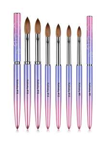 #8-10#-12# 渐变色貂皮亚克力指甲刷 奢华貂皮毛美甲沙龙家用指甲刷 - 紫色 - 查看 9