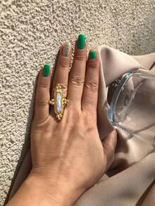 1pc Vintage Baroque Style Irregular Pearl Copper Alloy Faux Pearl Gold Ring, Suitable For Women's Daily, Party, And Date Wear - 金色 - 查看 3