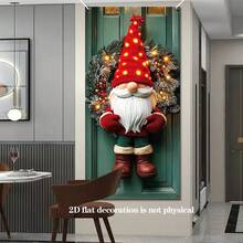1 pièce Couronne de porte de Noël de lutin de 90 x 180 cm en matériau polyester, sans alimentation électrique, convient pour la décoration murale intérieure/extérieure festive, non réelle, idéale pour la maison et les fêtes. - Multicolore - Voir 4