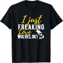 I Just Ing Love Wolves Ok? Forest Animal Lover Wolf T-Shirt - 黑色 27 - 查看 1