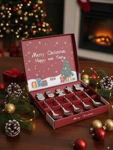 1 Piece/Set, Personalized Custom Christmas Spoon, Laser Engraved Custom Text, Suitable For Christmas Gifts, Family Gatherings, Birthday Gifts, Classmates, Best Friends, Boy/Girlfriend Holiday Gifts, Can Be Used For Stirring, Coffee, Soup, And Other Multifunctional Christmas Spoon.