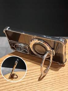 奢华银色电镀手机壳，创意自行车指环磁吸支架，防震，新款夏季时尚硅胶软保护套，兼容三星 Galaxy S24 S25 Ultra FE A56 A16、红米 14C、荣耀 OPPO Reno、Realme、摩托罗拉 MOTO Infinix 等机型，Y2K 风格男女通用 2025 - 銀色 - 查看 5