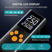 Compresor de Aire Inalámbrico, 150PSI Inflador de Llantas Portátil con Pantalla LED Inteligente, 80W Bomba de Aire con Batería 6000mAh, Apto para Inflar y Presurizar Bicicletas, Autos, Motos y Balones - Inflador de neumáticos A6 - Ver 1