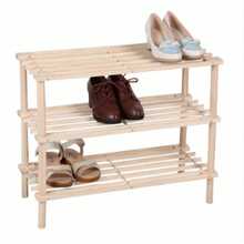 Zapatero de madera maciza multicapa, sencillo, para puerta de casa, económico, de capacidad estrecha, para dormitorio - Beis - Ver 4