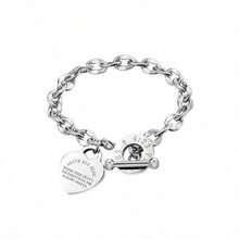 1pc Women's Stainless Steel Classic Heart Engraved O-Ring Lip Chain Titanium Steel Bracelet - 銀色 - 查看 7