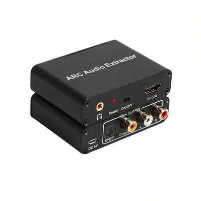 HD ARC Audio Extractor, 192KHz HDTV ARC Audio Adapter Converter Splitter To Optical TOSLINK SPDIF + RCA L/R+ Coaxial And Analog 3.5mm Stereo For Soundbar HDTV Speaker Amplifier Headphones