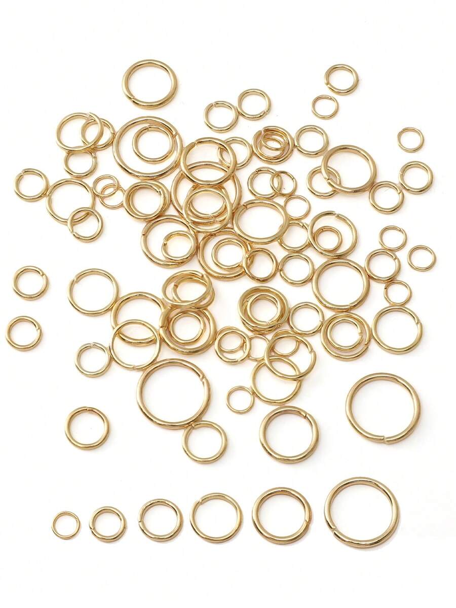 60pcs 4-10mm Stainless Steel Open Jump Rings, Gold Color, Suitable For DIY Jewelry Making, Necklaces, Bracelets, Small Business Supplies - Durable, Easy To Use, Versatile, Long-Lasting - Golden - View 1