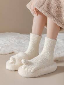 一雙女士運動蹼趾袜，具有運動性和柔軟性的溫暖小木屋保暖袜，編織緊密的舒適冬季袜，適合女性送禮品。