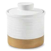 Hasense Mantequilla francesa con tapa mantequilla de cerámica para encimera con línea de agua para mantequilla untable contenedor de mantequilla de granja para regalo de Navidad decoración del