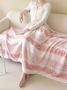 1pc Double-Sided Thick Jacquard Striped Blanket, Modern Polyester Fiber 3D Jacquard Blanket, Suitable For Bed, Sofa, Living Room, Nap, Washable, Winter