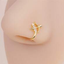 9 件套非穿孔鼻环：18K 镀金铜 U 形鼻夹，配郁金香心形和锆石 - 送给女性的完美礼品套装 - Nose Cuff - 查看 15