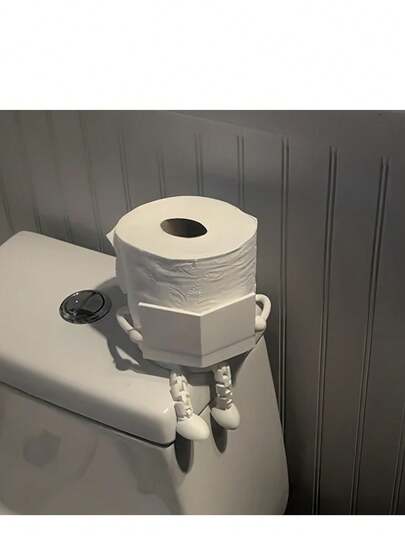 1pc Modern Style Toilet Paper Holder With Storage Space Above - Cute Design, Made Of Durable Plastic, Space-Saving, Suitable For Home, Office Or Modern Bathroom - Ideal Gift For Christmas, Birthday, Housewarming - Compatible With Single/Double Roll Toilet Paper, Cute Toilet Paper Holder, Bathroom Storage Rack, Wall-Mounted Toilet Paper Holder, Toilet Paper Holder With Bracket