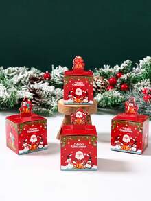 24 Stück Weihnachtsgeschenkboxen, Süßigkeitenboxen, Weihnachtsmann, Schneemann, Rentier Design, Weihnachts-Leckereienboxen, Weihnachtstüten für Süßigkeiten, Weihnachtsgeschenkverpackungsboxen, Fröhliche Weihnachten Dekoration, Weihnachtsdekoration für Zuhause, Weihnachtsabend, Raumdekoration, Heimdekoration, Weihnachtsparty Tüten, Dekoration, 2026 Neujahrsdekoration