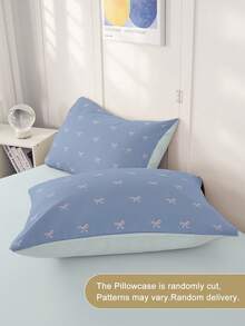 1/2 piezas Fundas de almohada impresas sin relleno, fundas de almohada de tela suave, suaves y transpirables, amigables con la piel y cómodas, textil para el hogar acogedor, adecuado para ropa de cama del hogar y ropa de cama de dormitorio escolar, funda de cojín de sofá, patrón de lazo de fondo azul, decoración de otoño, decoración de habitación, 45*45, Oeko-Tex