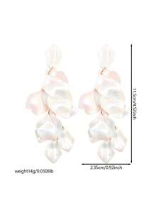 Betykuku 1 Pair Baroque Style Petal Pendant Earrings - Pearl White - View 6