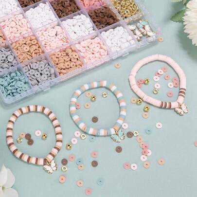 24 peças/Caixa Acessórios de Argila Macia Multicolorida, Conjunto de Contas DIY de Joias