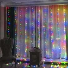 300 LED Fairy Curtain Lights, 9.8ft X 9.8ft Warm White Curtain String Lights, USB Plug In 8 Lighting Modes Christmas Decoration, Hanging Lights With Remote For Bedroom Indoor Weddings Dorm - Nhiều màu - Xem 4