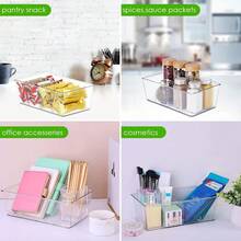 Pantry Organizers And Storage,Kitchen Organizers And Storage For Fridge,Drawer And Refrigerator - Spice Organization For Cabinet,Clear Plastic Stackable Organizer Bins With 3 Dividers (7 Pcs) - 白色 - 查看 2