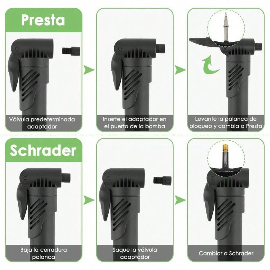 WOTOW Bomba de Bicicleta Ciclismo, Bomba de Aire Portátil, Kit de Reparación de Neumático Válvula Presta Schrader para Bicicleta Montaña Carretera BMX Balones Deportivos - Negro 120 PSI - Ver 1