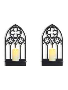 Gotische Wandleuchter Wanddekoration, schwarze Gothic Dekoration Bogenkirchenwand, gotische Wandlampe und Wanddekoration - Schwarze gotische Bogenkirchenwandkunst, Gothic Heimdekoration für Wohnzimmer, Küche und Esszimmer