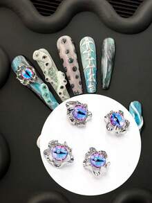 Asymmetrical Eye-Shaped Metal Alloy Nail Art Decorations, DIY Nail Accessories Nail Supplies Nails Nail Charms - Multicolor - View 3