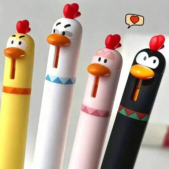 2pcs Funny Chick Retractable Ballpoint Pens, Creative Novelty Click Pens, 0.5mm, Black Ink, Birthday Gifts, Party Favor For School Home Office, Cool Stationery, Desk Decor Accessories
