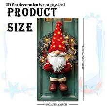 1 pièce Couronne de porte de Noël de lutin de 90 x 180 cm en matériau polyester, sans alimentation électrique, convient pour la décoration murale intérieure/extérieure festive, non réelle, idéale pour la maison et les fêtes. - Multicolore - Voir 2