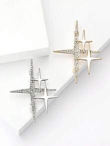 "Fashionable Metal Starburst Brooch For Women, Elegant Daily Wear Pin, Chic Jewelry Accessory For Outfits" - 星爆 - 查看 3
