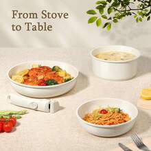 GiPP Pot Set With Removable Handle, 8/15/21-Piece Pan Set With Ceramic Non-Stick Coating,Detachable Handle, With Frying Pans, Saucepans Induction Cooking Pot Set, For All Types Of Cookers - White - View 5