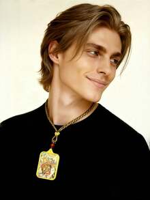 TUGGUO 1PC / Thangka Pendant Necklace, Stainless Steel Gold Plated With Agate Bead, Retro Art Religious Amulet Jewelry For Women & Men