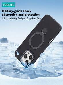 Koolife 1pc 360° Rotating Bracket Phone Case, Shockproof Air Cushion Full Protection, Liquid Anti-Slip PC+TPU Material, Independent Buttons, Suitable For IPhone 17 ProMax/17/17 Pro/17 Air/15/15 Plus/15 Pro/15 ProMax/16/16 Plus/16 Pro/16 ProMax/16e - Black - View 3