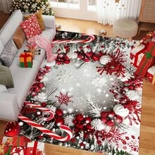 Christmas Theme Rug - Snowy Holiday Design, Washable & Stain Resistant, Soft Flannel With Non-Slip Memory Foam Backing, Suitable For Living Room, Bedroom, Entryway, Ideal For Christmas, Winter, Autumn Kitchen Rug Bathroom Decor - Multicolor - View 5