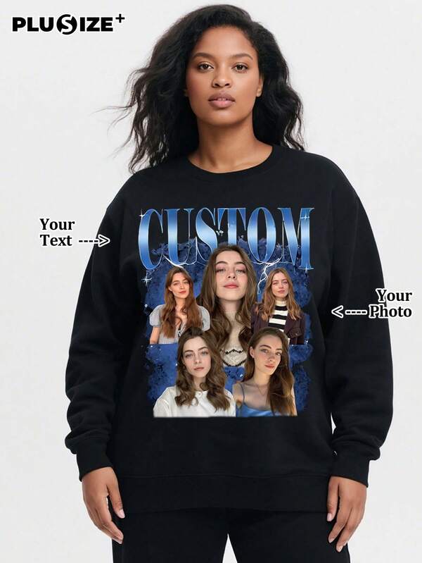 Sweatshirt mit Rundhalsausschnitt in Große Größen, personalisierbar und als Erinnerungsstück, Füge deine Lieblingsmuster hinzu, du bist schon hübsch/schön!!