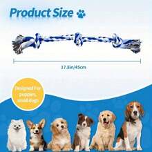 Juguete de cuerda para perros, juguete de masticar duradero para perros pequeños y medianos, 3 nudos, juguete de tirón de 100 piezas, mantiene a los perros entretenidos y limpia los dientes - Multicolor - Ver 2