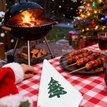 4 Pieces Christmas Printing Napkins Cloth Hemming 40*40cm/15.74*15.74inch Square Potluck At Home Casual Dinner Holiday Open House Sweet Party Tables Decorative Perfect For Indoor Or Ourdoor Events Brunch Grand Celebration