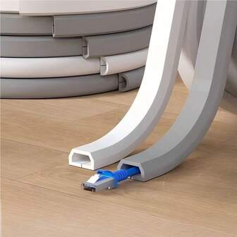 1 件 39.37 英寸/118.11 英寸自粘式 PVC 电缆管理管，隐形地板电线盖，适用于桌面、墙壁和地板安装，家居装饰电缆隐藏通道