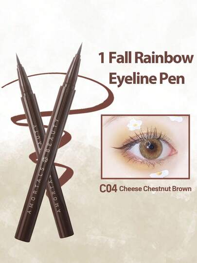 Amortals Eyeliner Pen Brown 0.01mm Ultra-Fine Waterproof Sweatproof Smudge-Proof Long-Lasting Pigmented Skin-Friendly Gentle Quick-Drying Matte Smooth & Fluid Tip Suitable For Travel Christmas Halloween Thanksgiving Valentine's Day Holiday Gifts Party Romantic Date Girlfriends Gathering Wedding Daily Commute Interview Graduation