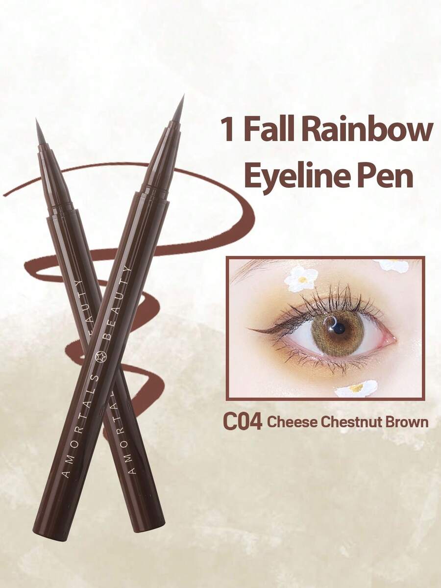 Amortals Eyeliner Pen Brown 0.01mm Ultra-Fine Waterproof Sweatproof Smudge-Proof Long-Lasting Pigmented Skin-Friendly Gentle Quick-Drying Matte Smooth & Fluid Tip Suitable For Travel Christmas Halloween Thanksgiving Valentine's Day Holiday Gifts Party Romantic Date Girlfriends Gathering Wedding Daily Commute Interview Graduation