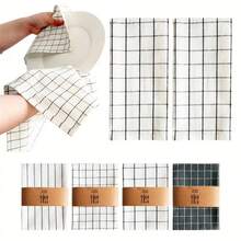 2/4pcs Black Series Rectangular Kitchen Towel, Tea Towel, Napkin Set, Minimalist Striped Plaid Pattern Large Multipurpose Kitchen Towel, Can Be Used As Napkin, Trivet, Dish Cloth, Cover - Multicolor - View 2