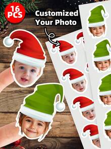 1-96pcs Customized Christmas Face Stickers | Christmas Gift Face Stickers | Gift Stickers | Customized Face Stickers | Christmas Gift | Face Stickers, Gift Stickers, Holiday Stickers, Customized Face Stickers, Face Photo Stickers - White - View 10