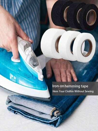 1 Roll Of 70-Yd Iron-On Hemming Tape, Strong Adhesive, Washable,Versatile Hot Melt Tape,Seamless Iron-On Fabric Fusing Tape For Easy Repairs And Sewing Projects, Double-Sided Adhesive Lining, Seamless Hemming Tape, Suitable For Alternating Clothes, Pants, Jeans, And Skirts,Curtains