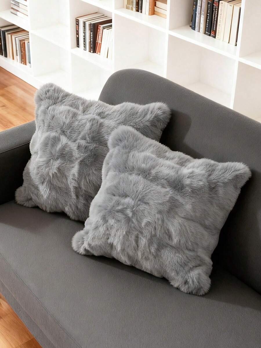 1 Stück fester, flauschiger Kissenbezug, Mehrfarboptionen, weiche Oberfläche, Reißverschluss, dekorativ für Sofa und Bett, Füllung nicht enthalten, passend für 12x20/16x16/18x18 Zoll, maschinenwaschbar, Herbstdekoration, Winterdekoration, Raumdekoration