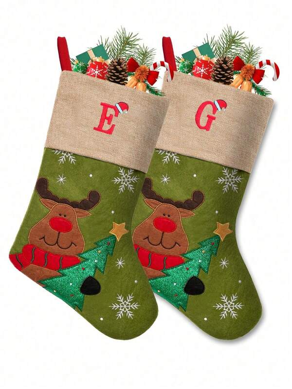 guccde 1 Stück personalisierte Weihnachtsstrumpf, individuelle Cartoon-Strümpfe mit Namen, 45cm großer Schneemann, Hirsch, Weihnachtsmann Weihnachtsstrumpf, Feiertags- und Familien-Strumpf für Kamin, Feiertags-Party Dekoration, Heim-Dekoration, Weihnachts-Dekoration, Zimmer-Dekoration, Winter