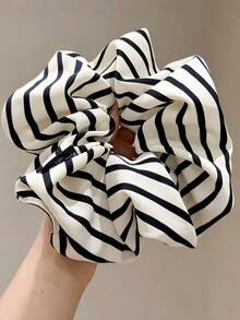 2/1 szt. Duża, retro satynowa gumka do włosów w paski, ekskluzywna gumka do włosów z gumką do kucyka, uniwersalny dodatek do włosów, poliester, casual, gumki do włosów